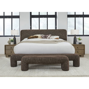 Fully upholstered Mocoa bench made of Mongoose chenille