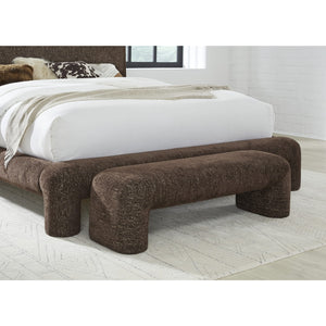Fully upholstered Mocoa bench made of Mongoose chenille