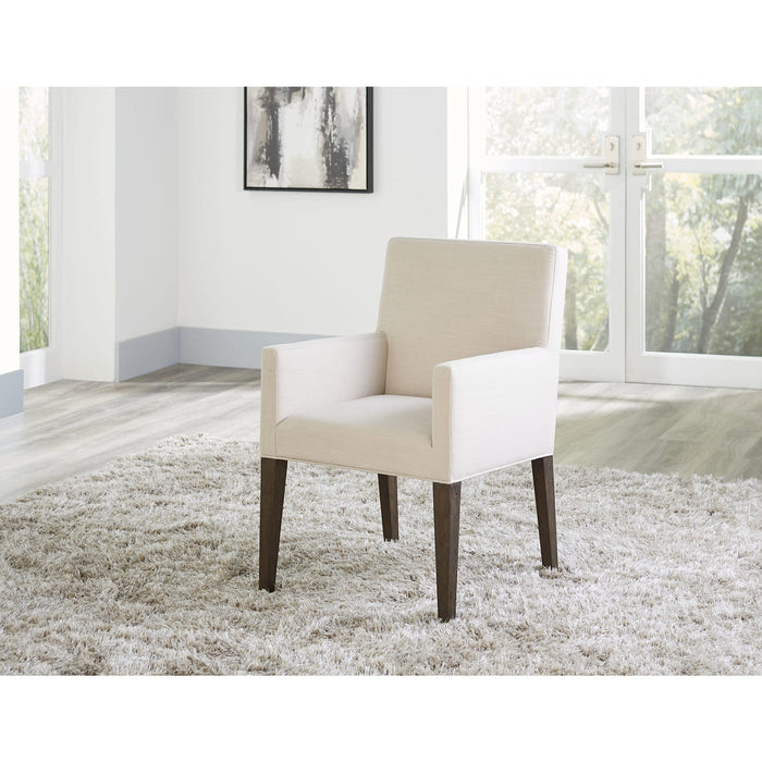 Set of 2 Modesto upholstered armchair in abalone linen and French roast