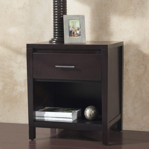 Set of 2 Nevis bedside table with one drawer in Espresso