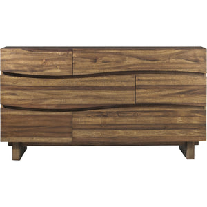 Ocean solid wood chest of drawers with six drawers and Mirror in natural Sengon (2024)