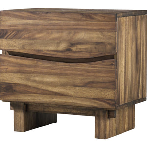 Set of 2 Ocean solid wood bedside table with two drawers in Natural Sengon