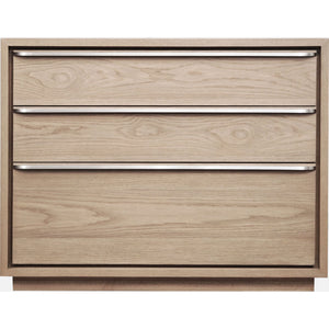 Set of 2 One Coastal Modern bedside table with three drawers and USB charging function in bisque porcelain