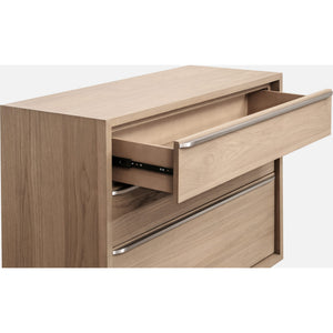 Set of 2 One Coastal Modern bedside table with three drawers and USB charging function in bisque porcelain