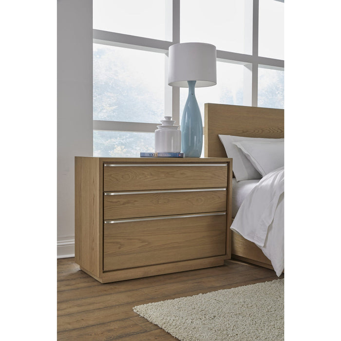 Set of 2 One Coastal Modern bedside table with three drawers and USB charging function in bisque porcelain