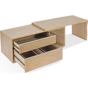 One Live Edge executive desk in white oak and glass