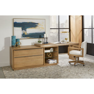 One Live Edge executive desk in white oak and glass
