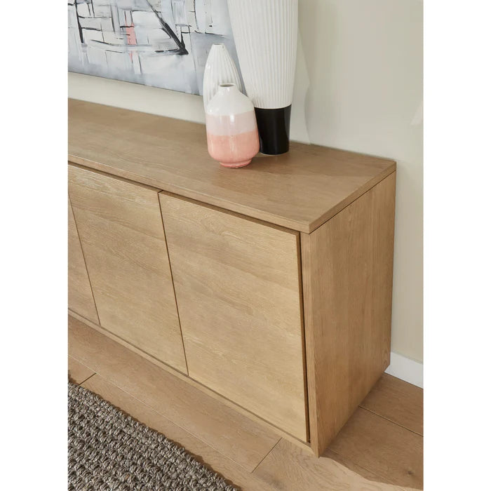 Seabourne Modern Coastal Four Door Sideboard in White Oak