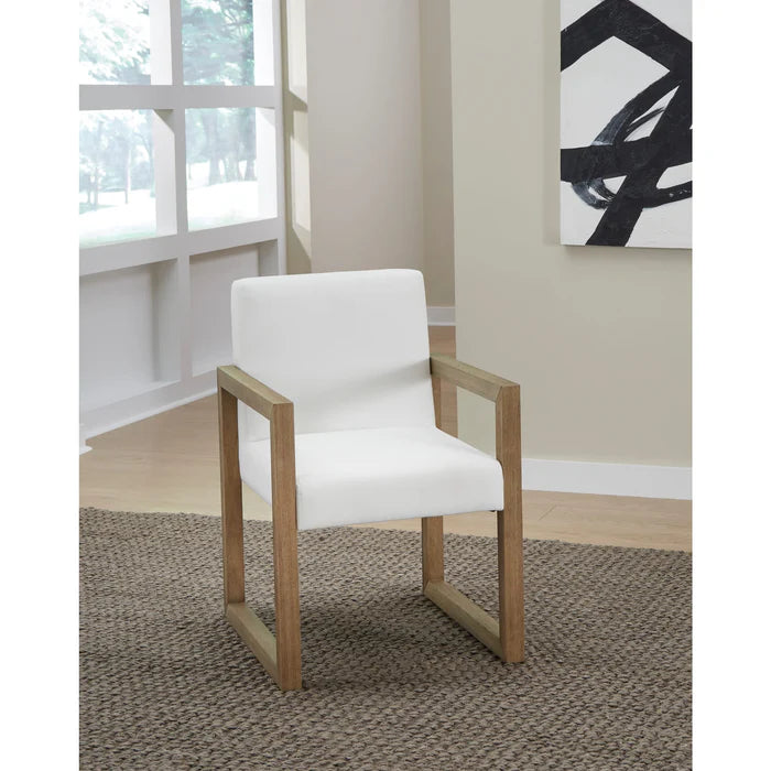 Seabourne Modern Upholstered Dining Side Chair & Arm Chair in White Pearl & Bisque
