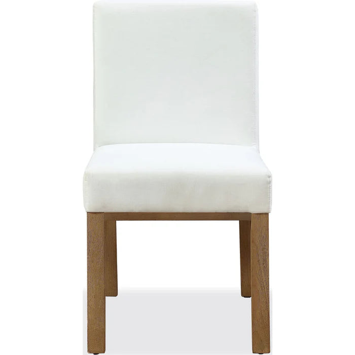 Seabourne Modern Upholstered Dining Side Chair & Arm Chair in White Pearl & Bisque