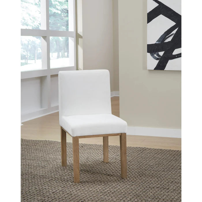 Seabourne Modern Upholstered Dining Side Chair & Arm Chair in White Pearl & Bisque