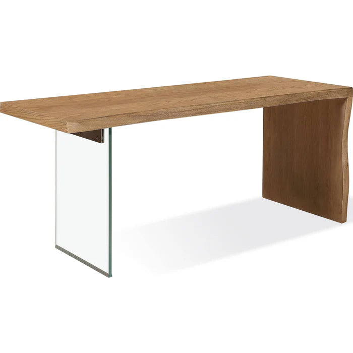Seabourne Modern Coastal Writing Desk in White Oak and Glass