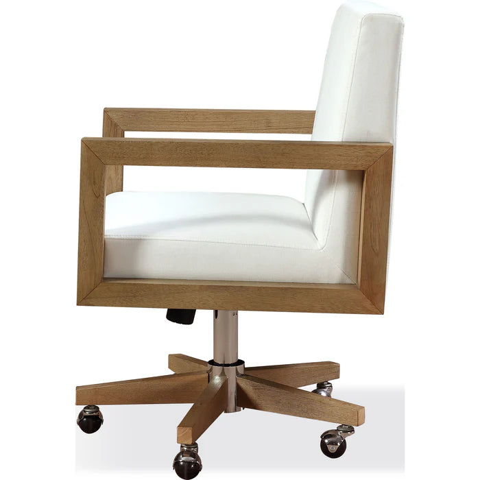 Seabourne Modern Coastal Writing Desk in White Oak and Glass