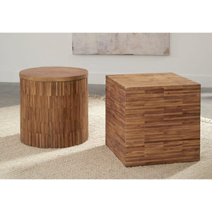 Set of 2 Square side table “One Wood Tile” made of solid teak wood