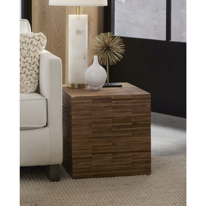 Set of 2 Square side table “One Wood Tile” made of solid teak wood