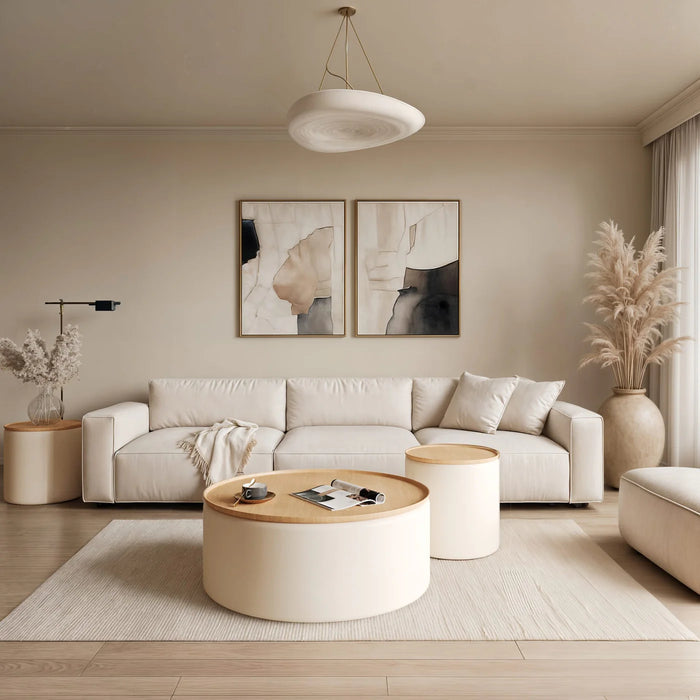 Jefferson 3-Piece Occasional Table Set in Barley & Off-White