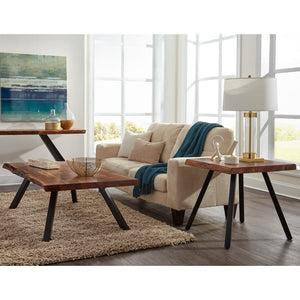 Reese Live Edge solid wood coffee table with metal legs in natural acacia wood