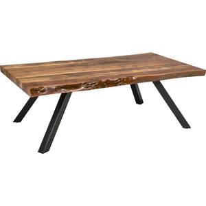 Reese Live Edge solid wood coffee table with metal legs in natural acacia wood