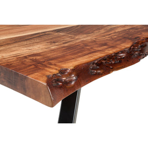 Reese Live Edge console table made of solid wood with metal legs in natural acacia