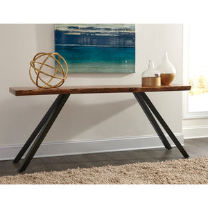 Reese Live Edge console table made of solid wood with metal legs in natural acacia
