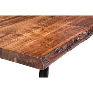 Reese Live Edge solid wood dining bench with metal legs in natural acacia wood