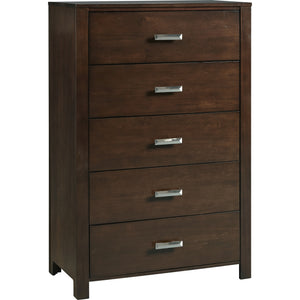Riva five-drawer chest in chocolate brown (2024)