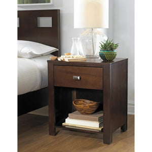 Set of 2 Riva bedside table with one drawer in chocolate brown