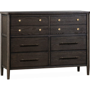 Rockport oak chest of drawers with eight drawers and Mirror in Yin
