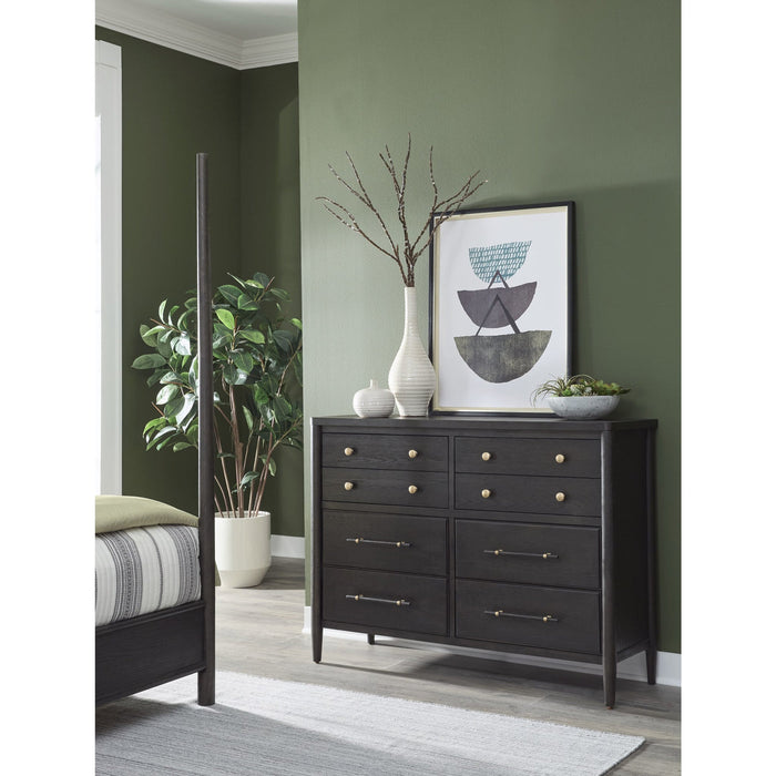Rockport oak chest of drawers with eight drawers and Mirror in Yin