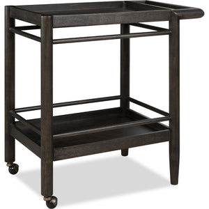 Set of 2 Rockport bar trolley with two shelves, on wheels, in Yin
