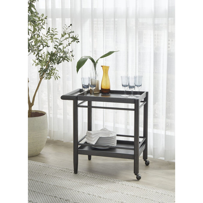 Set of 2 Rockport bar trolley with two shelves, on wheels, in Yin