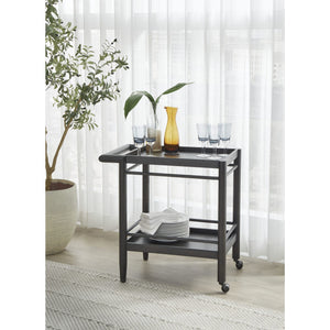 Set of 2 Rockport bar trolley with two shelves, on wheels, in Yin
