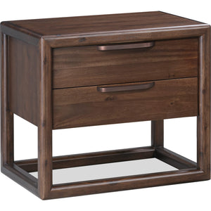 Set of 2 Sol bedside table with two drawers and USB charging function in Brown Spice
