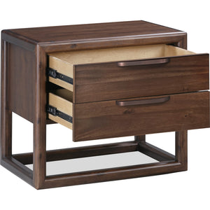 Set of 2 Sol bedside table with two drawers and USB charging function in Brown Spice
