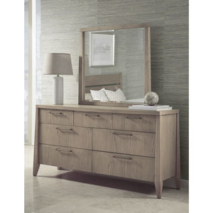 Sumire chest of drawers in ash wood with seven drawers and Mirror in ginger