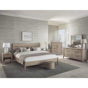 Sumire chest of drawers in ash wood with seven drawers and Mirror in ginger