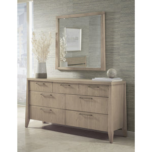 Sumire chest of drawers in ash wood with seven drawers and Mirror in ginger