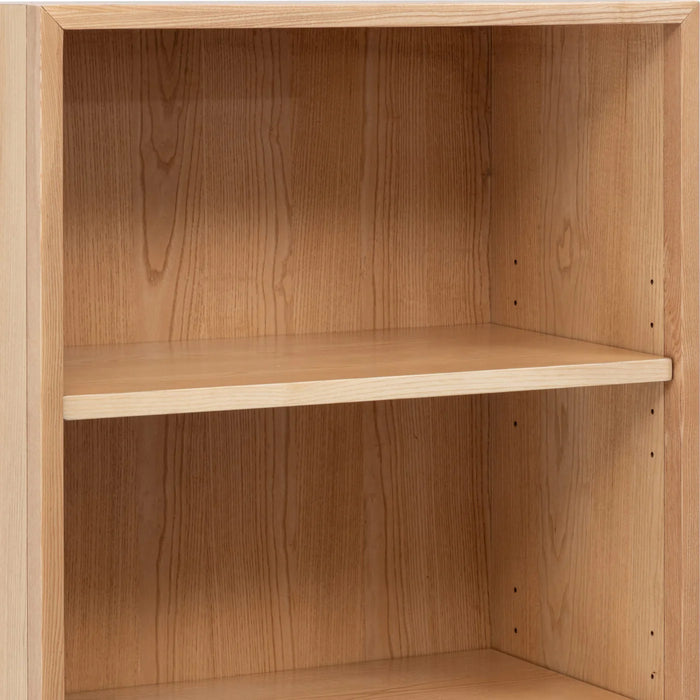 Linden Pine Wood Bookcase with Adjustable Shelves & Cabinet Storage