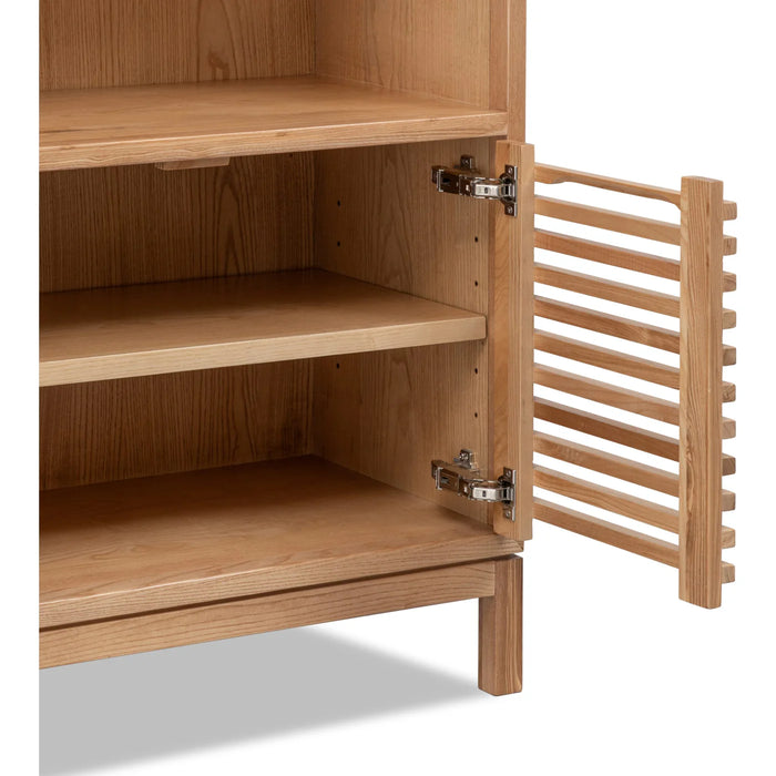 Linden Pine Wood Bookcase with Adjustable Shelves & Cabinet Storage