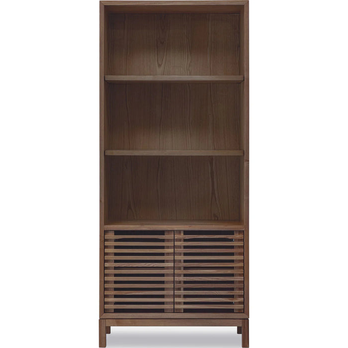 Linden Pine Wood Bookcase with Adjustable Shelves & Cabinet Storage