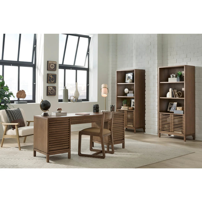 Linden Pine Wood Bookcase with Adjustable Shelves & Cabinet Storage