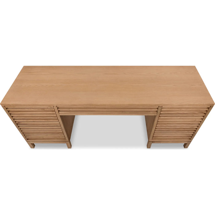 Linden Pine Wood Desk with Cabinet and File Storage