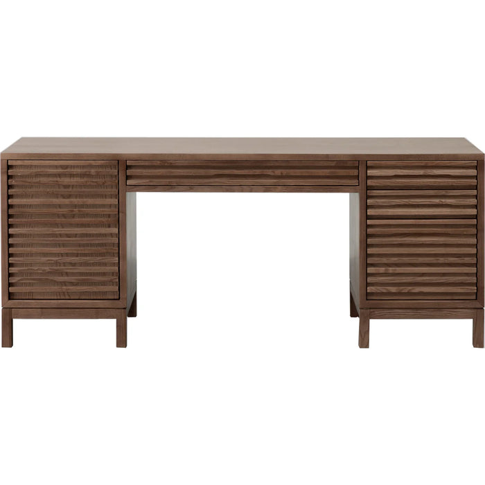 Linden Pine Wood Desk with Cabinet and File Storage