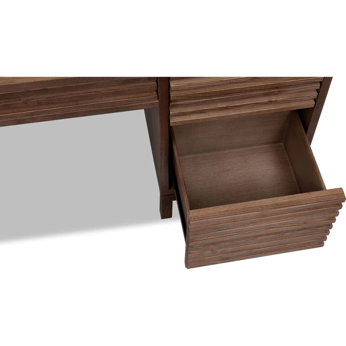 Linden Pine Wood Desk with Cabinet and File Storage