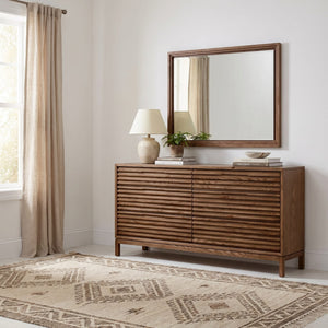 Tanner chest of drawers made of ash wood with six drawers and Mirror in Roux