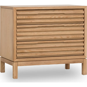 Set of 2 Tanner bedside table made of ash wood with three drawers in flax finish