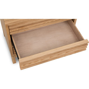 Set of 2 Tanner bedside table made of ash wood with three drawers in flax finish