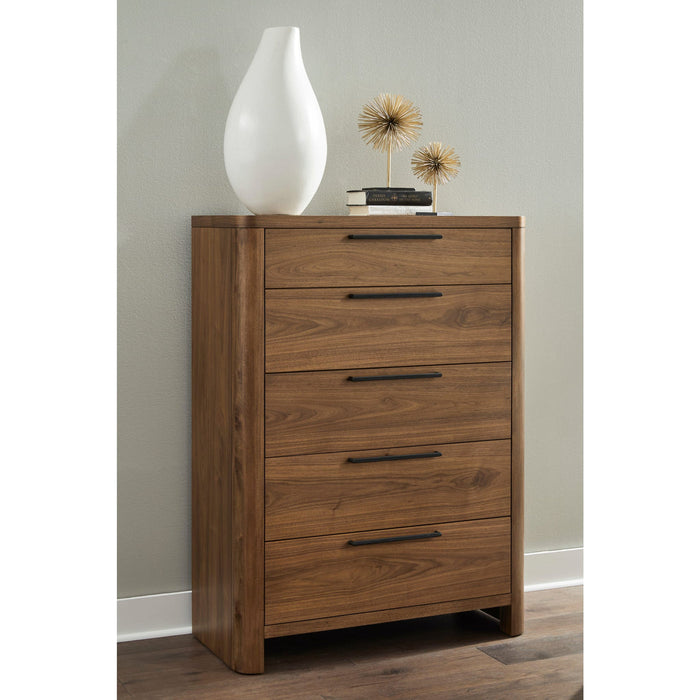 Tote five-drawer chest in English walnut