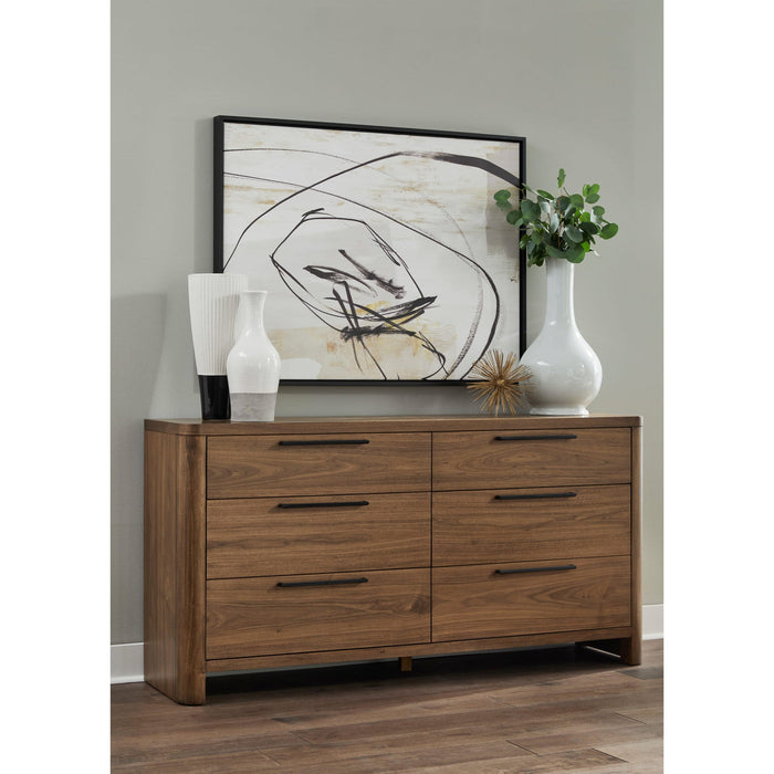 Tote chest of drawers with six drawers and Mirror made of English walnut wood