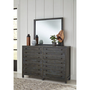 Townsend solid wood chest of drawers with eight drawers and Mirror in red brass (2024)